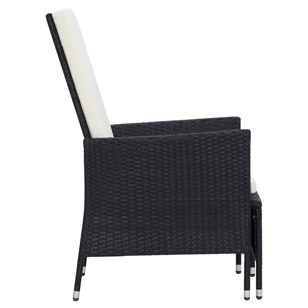 Set Divani da Giardino 3 pz con Cuscini in Polyrattan Nero 3059371