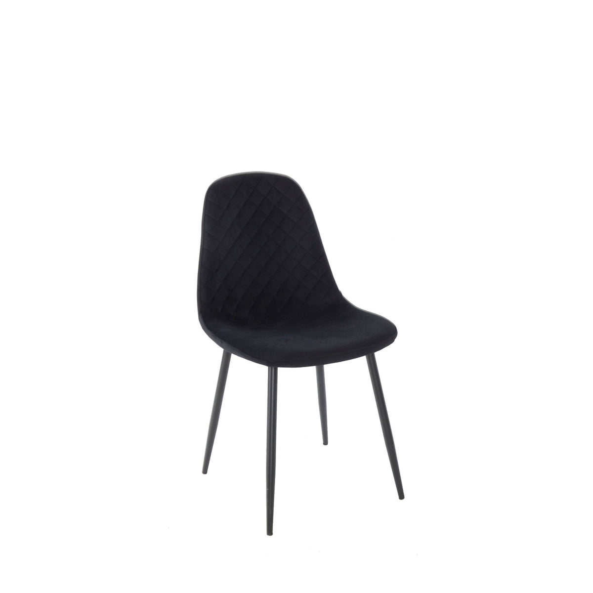 Set Da 4 Sedie,New Lena, Velluto Nero,Gambe Nere