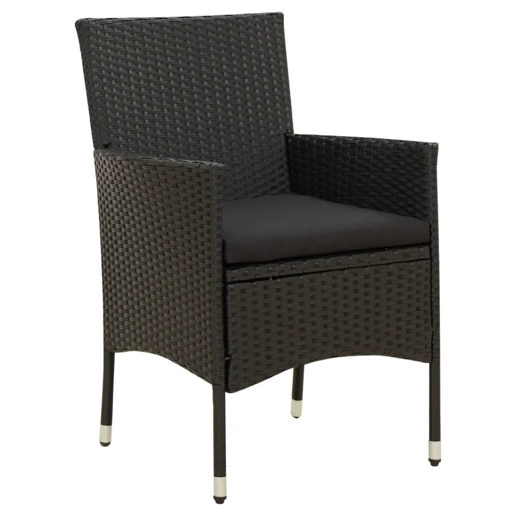 Set da Pranzo da Giardino 7 pz con Cuscini in Polyrattan Nero 3094869