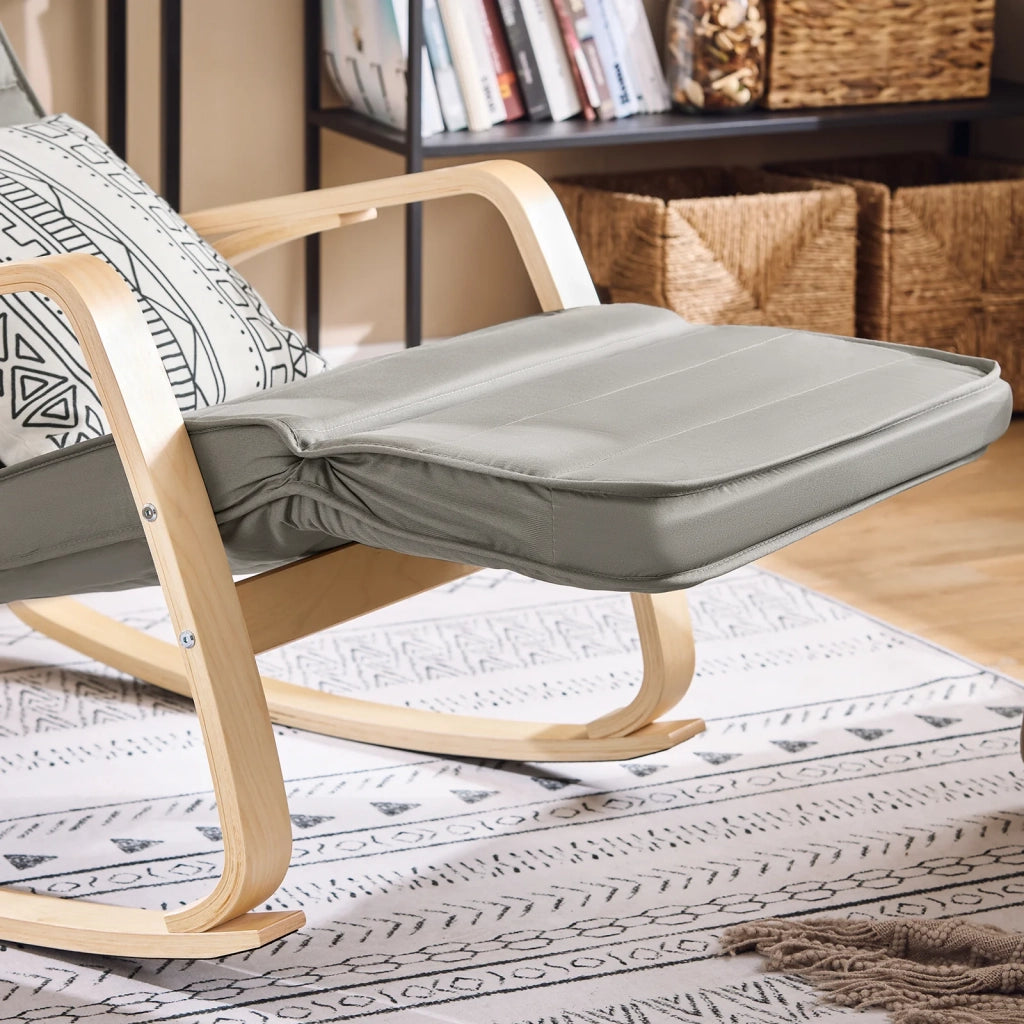 Sedia A Dondolo Poltrona Relax Poltroncina Poggia Gambe Regolabile Grigio FST16-DG
