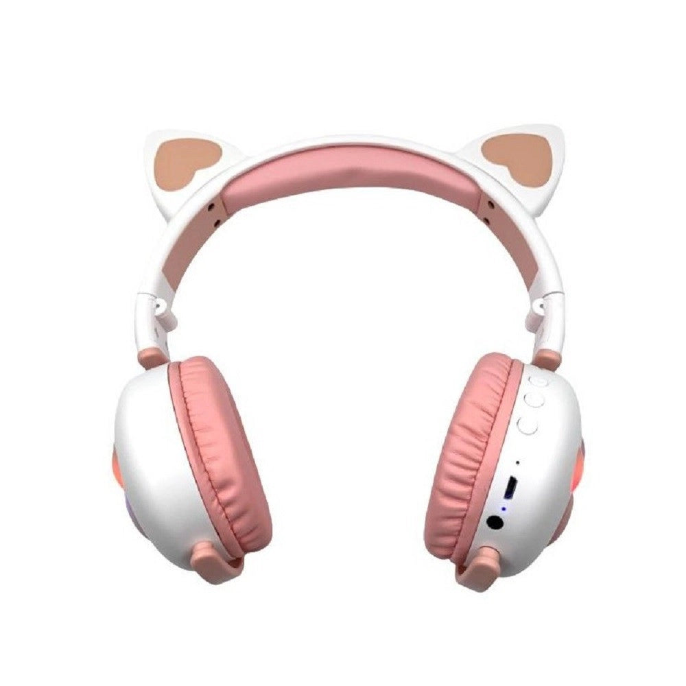 Trade Shop - Cuffie Led Wireless Con Orecchie Da Gatto Con 7 Colori Di Luce Bluetooth Q-max60 -