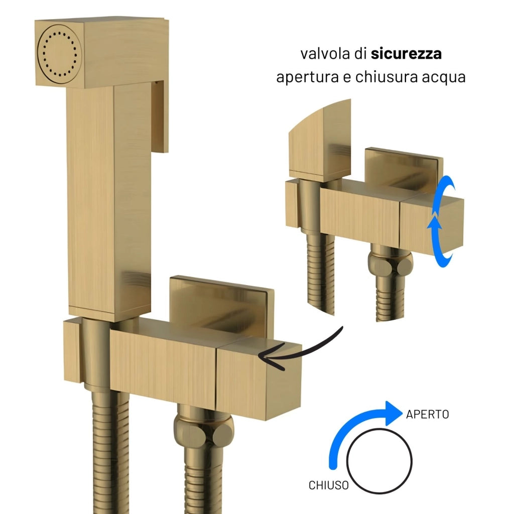 Idroscopino wc doccetta ottone portatile shutoff monogetto con leva ogomondo kit *** finitura- oro matt satinato quad...