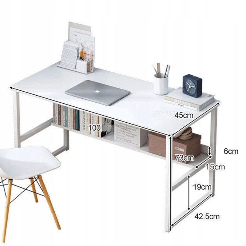 Scrivania da computer in stile loft bianca per ragazzi con ripiano, moderna, 100 cm