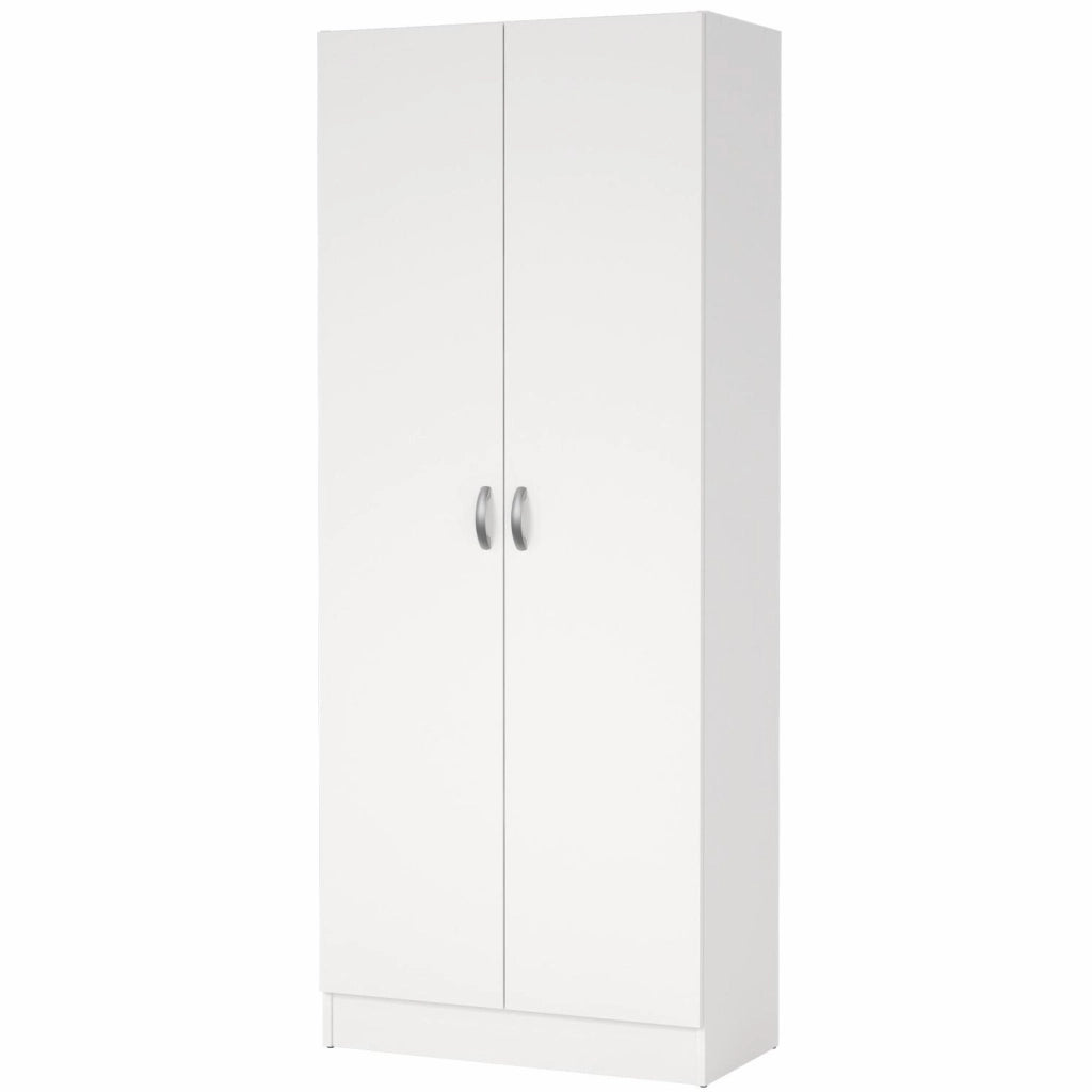 Armadio Multiuso Con 2 Ante E 5 Ripiani Regolabili Mobile Salvaspazio Design Moderno Minimal Per Camera Ingresso Corridoio 69.2 X 34.6 X 170.4 Cm Bianco