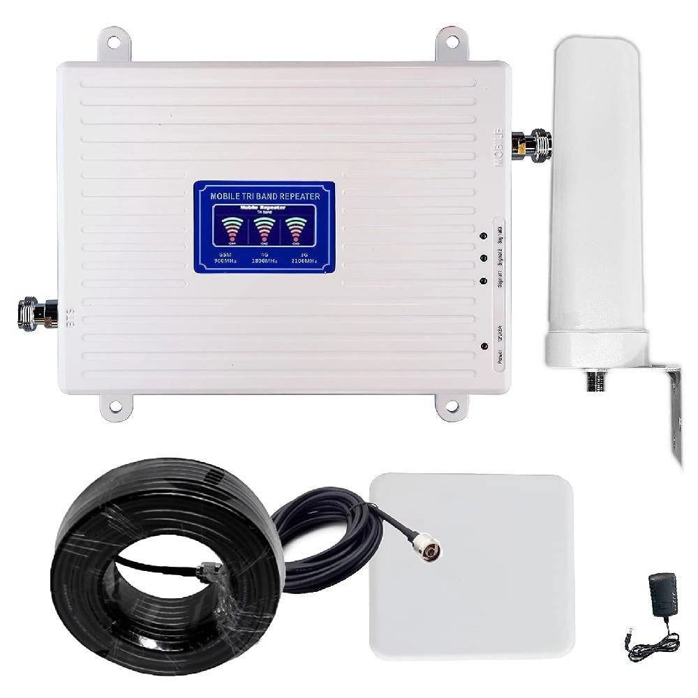 Trade Shop - Set Amplificatore Segnale Cellulare 2g 3g 4g Lte 900 1800 2100 Mhz Dcs Wcdma Gsm -