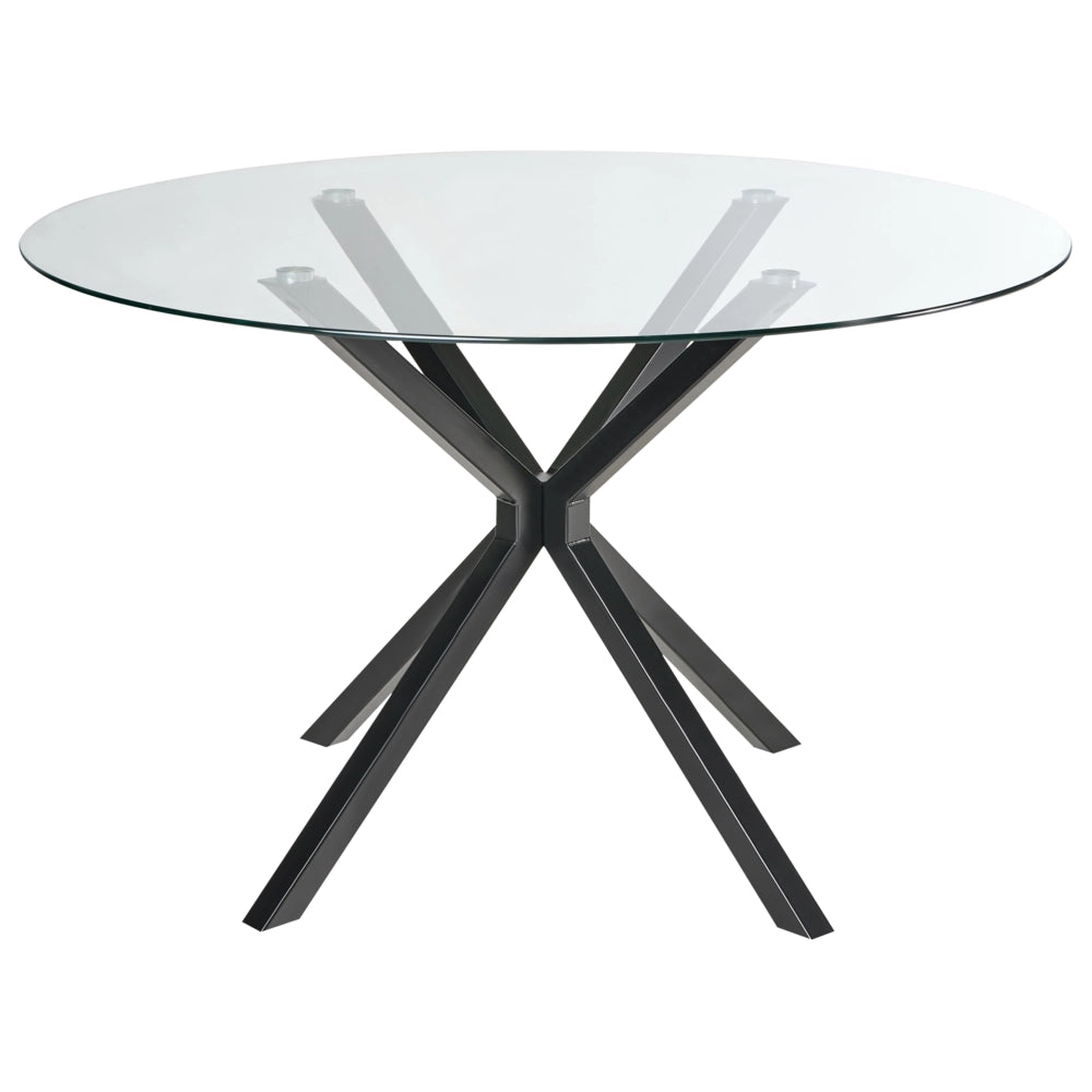 Tavolo da pranzo con piano in vetro temperato nero rotondo ⌀ 120 cm Capacità 4 persone Design moderno
