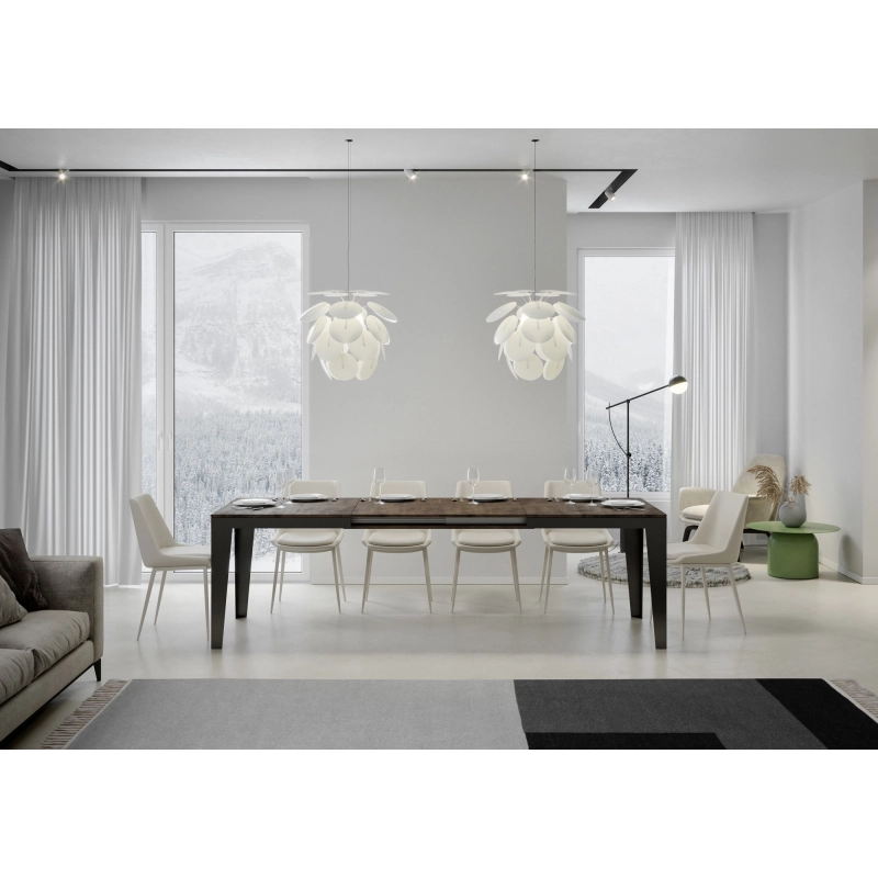 Tavolo allungabile 90x180/284 cm Flame Evolution telaio Antracite - Noce