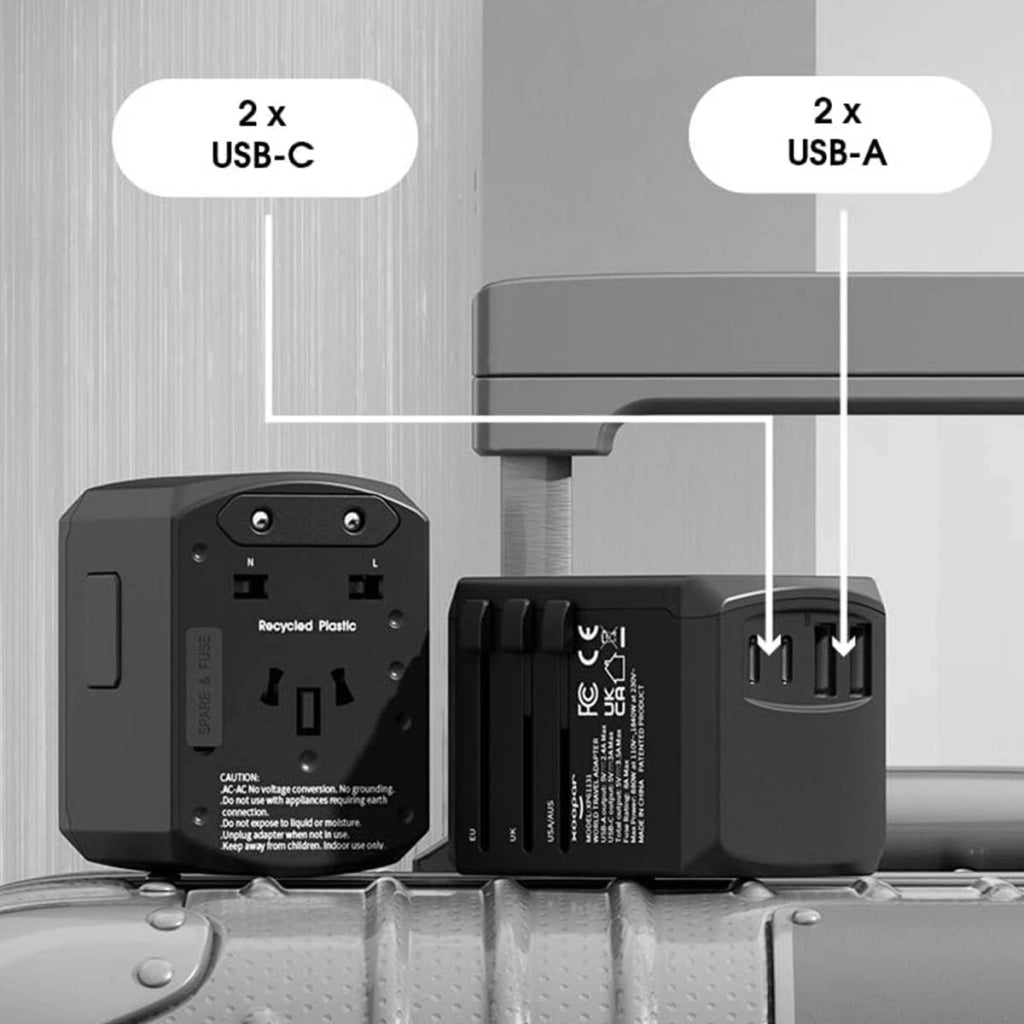 Adattatore da viaggio AUS/EU/UK/US da 15 W Nero XOOPAR