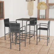 Set Bar da Giardino 5 pz in Polyrattan Grigio