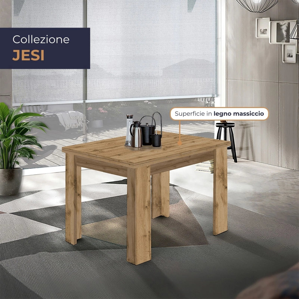 WHOUS Tavolo allungabile Jesi ideale per 6-8 persone colore rovere 90/180x90x75 cm