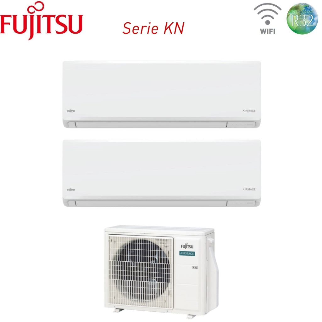 Condizionatore Dual Split Fujitsu KN Airstage 12+12 con AOEG18KBCA2 R-32 Wi-Fi Integrato