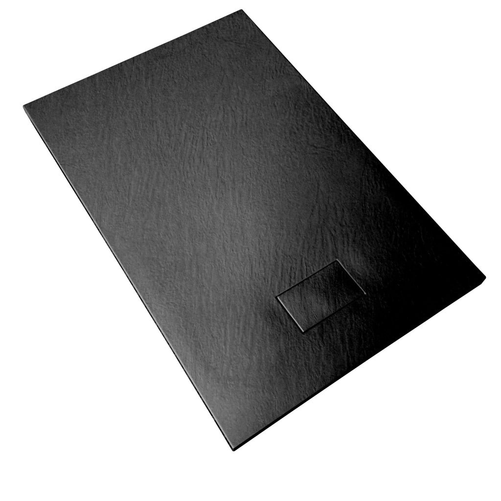 Piatto Doccia In SMC Vetroresina Effetto Pietra H 2,6 Cm Con Piletta Di Scarico Inclusa 80-100 Nero