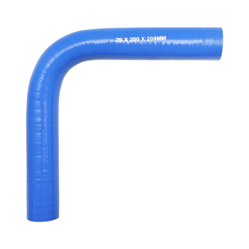 Tubo curvato in silicone a 90 gradi con inserto in tessuto, dimensioni 28x200x200 mm