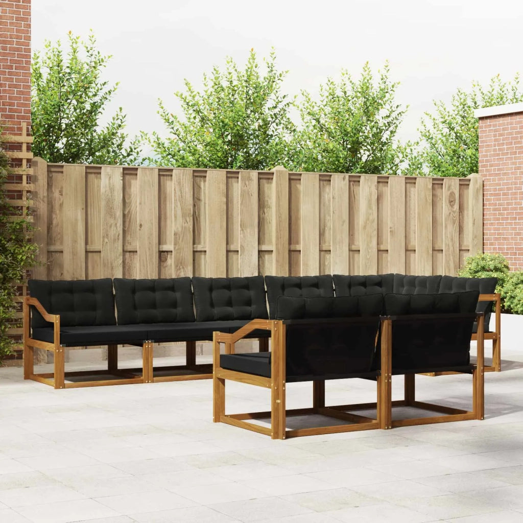 Set di divani da esterno con cuscino 8 pcs Naturale e Nero 3369587