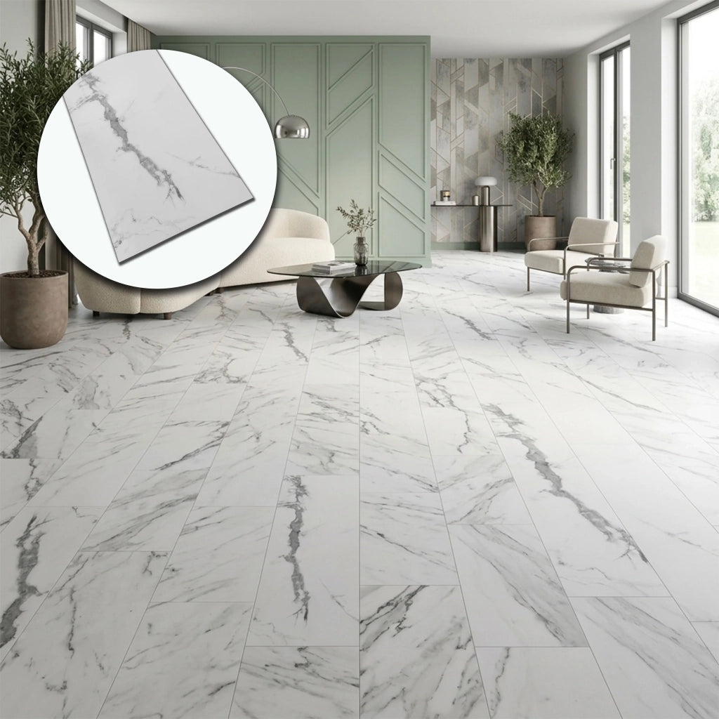 al mq ***STOCK*** Pavimento  LVT AC5 da incollare in Piastelle 60x30cm spessore 2,5mm CARRARA