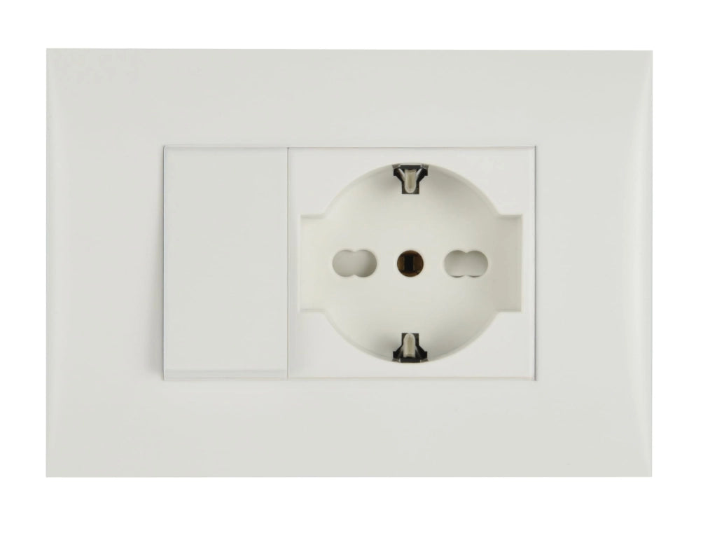Kit Presa Bivalente Deviatore con Supporto e Placca Electraline Colore
