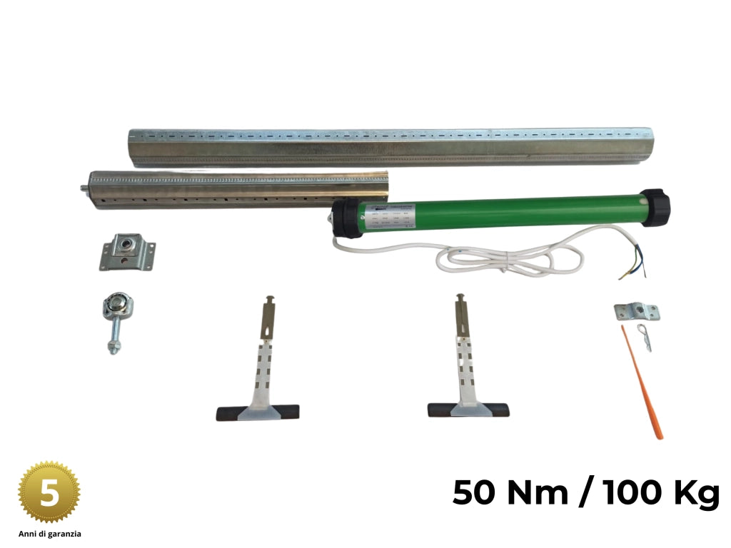 Kit tapparelle elettriche 100 kg 50 Nm Rullo da 100 cm a 135 cm Completo con Molle di Sicurezza