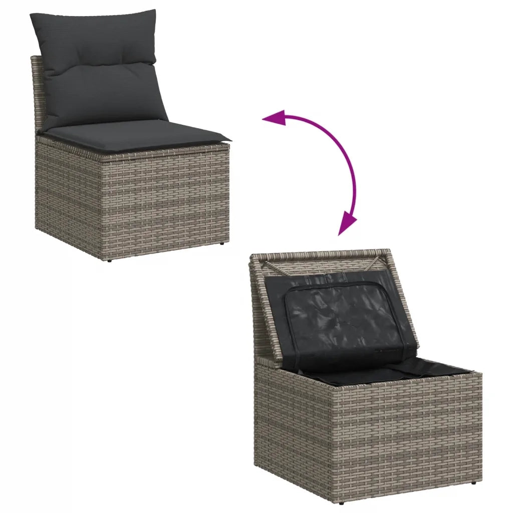 Set Divani da Giardino 11 pz con Cuscini in Polyrattan Grigio 3256641