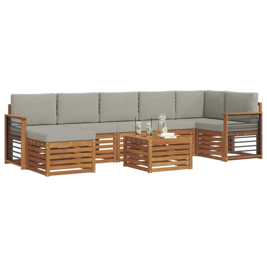 Set divano sezionale con cuscino 8 pcs Grigio Naturale e Chiaro 3375221