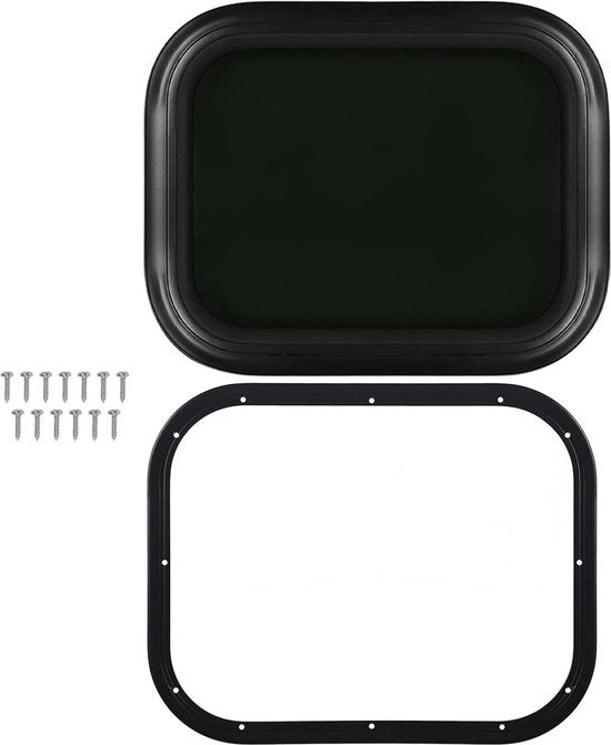 Porta Caravan Vasto Spessore Rond Angolo 450 X 300 Mm - Impermeabile Nero - Anello - Caravan - Spessore del Pannello 26‑31 mm .