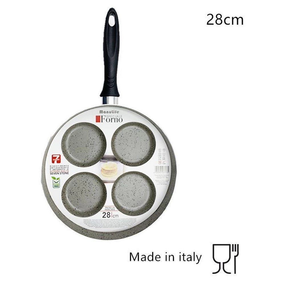 Trade Shop - Padella Per Pancake Con  4 Scomparti Tondi Antiaderente Antigraffio Da 28 Cm 037135m -