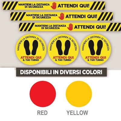 ADESIVI SEGNALETICA DA PAVIMENTO PER DISTANZA DI SICUREZZA- Rettangolare Red cm 100x8- senza- pezzi 1