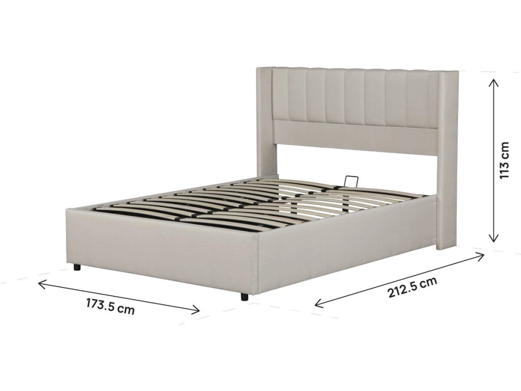 Letto matrimoniale "Saint-Moritz" in lino con contenitore - 160 x 200 cm - Beige