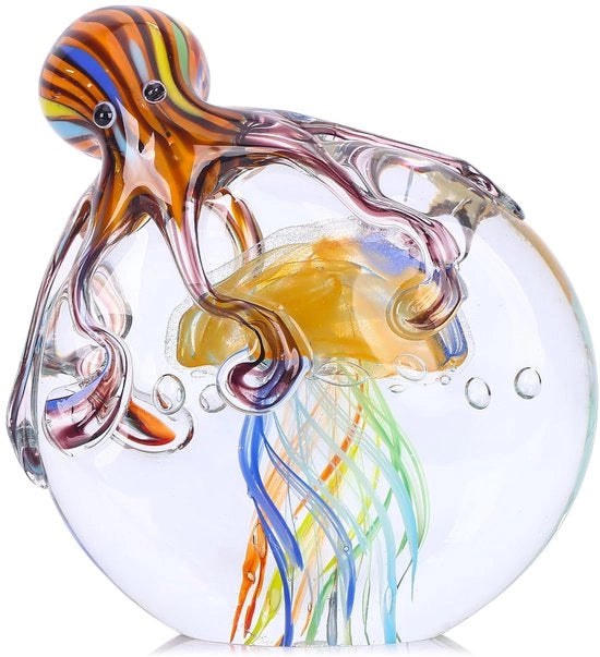 Decorazione in vetro artigianale a forma di polpo - Immagine di vetro soffiato - Figure marine - Peso carta da ufficio - Acquario - Animali marini - Regalo per Natale e compleanno