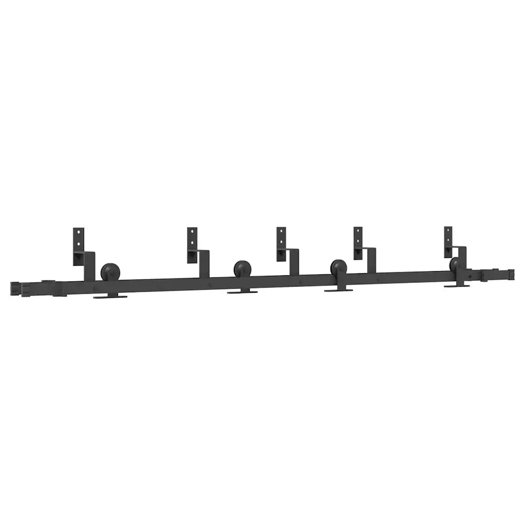 Kit di Binari per Porte Scorrevoli 213,5 cm Acciaio Nero