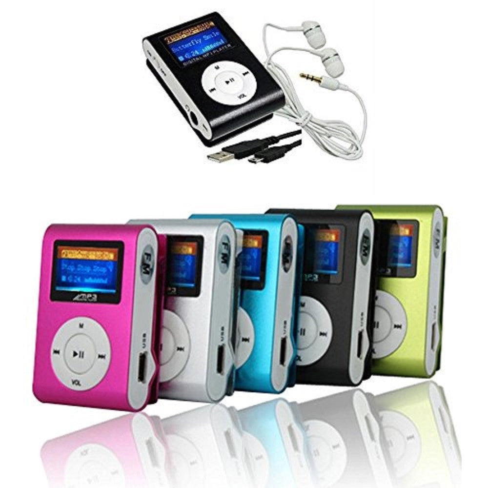 Trade Shop - Mini Lettore Mp3 Player Clip Usb Con Display Lcd Supporta 32gb Micro Sd Fm Radio -