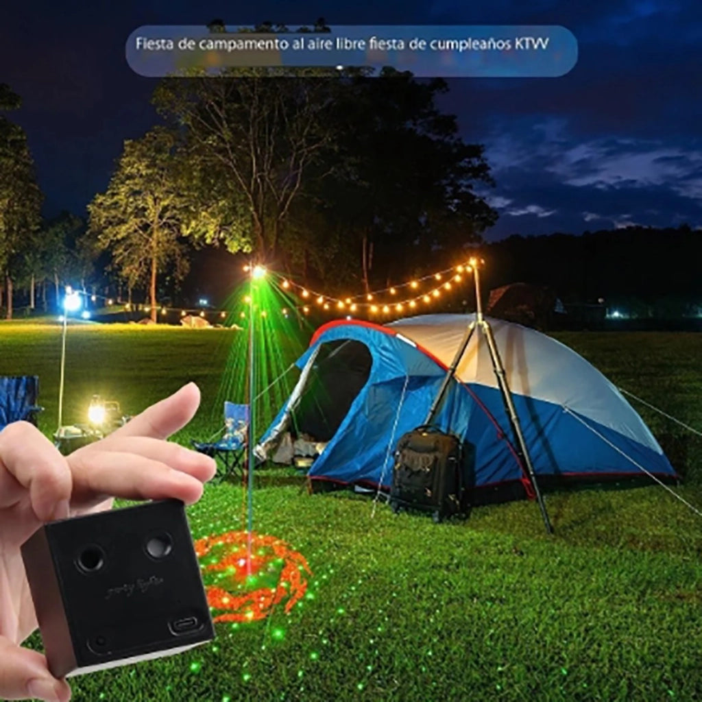 MINI LASER PARTY LIGHT LED RGB MAGIC CUBE AUTO RICARICABILE DISCOTECA SENSORE