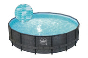 ELITE - PISCINA CON TELAIO IN VIMINI - 4,88 mx 1,22 m, Vimini scuro (Spina di pesce)