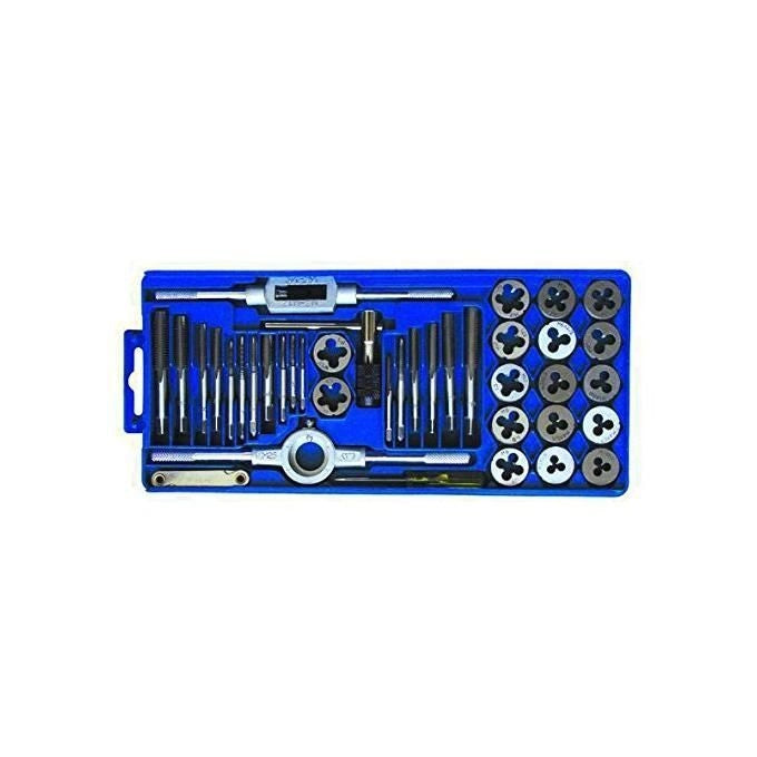 BLINKY 4170010 Assortimento Maschi e Filiere Passo MA-MB 40 Pezzi in Cassetta Plastica M3 M4 M5 M6 M7 M8 M10 M12 1-8'' NPT colore Nero