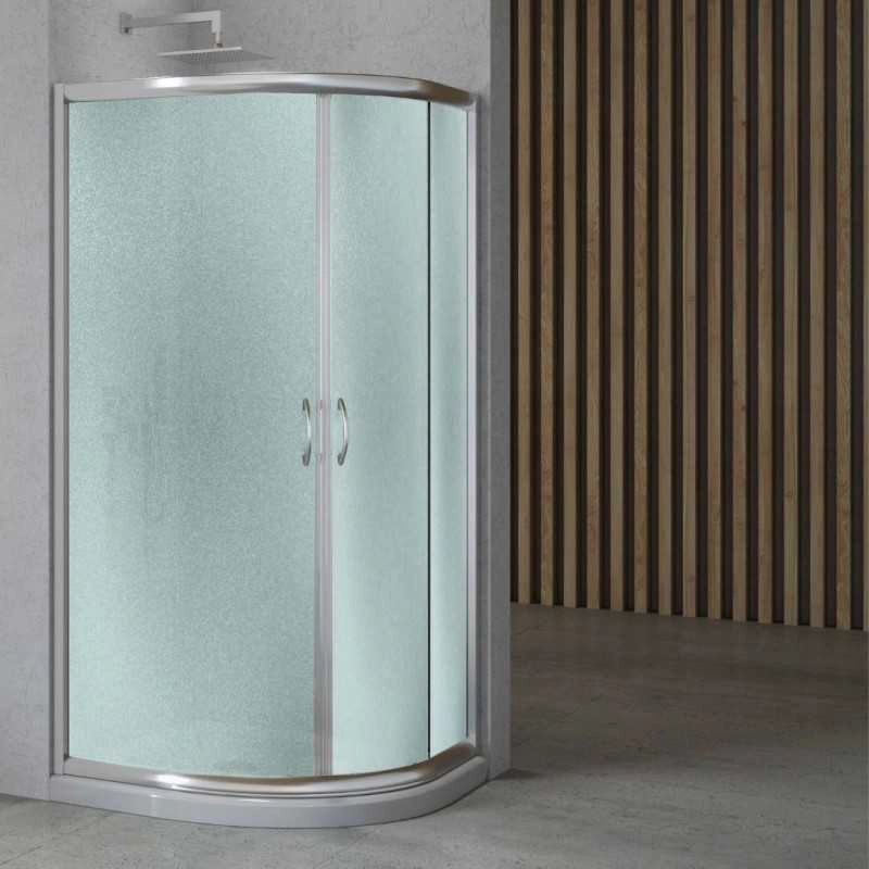 Cabina doccia cromo lucido semicircolare con ante scorrevoli in cristallo temprato *** misure 88-90xh190 cm stampato,...