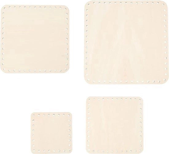 Set di Base per Mandola - Tessuto di Canne - Quadrata in Legno - Fai da Te - 4 Dimensioni - Adatto per Osservatorio - Legno Naturale - Base per Mandola con Fori - 10 15 17 20 cm