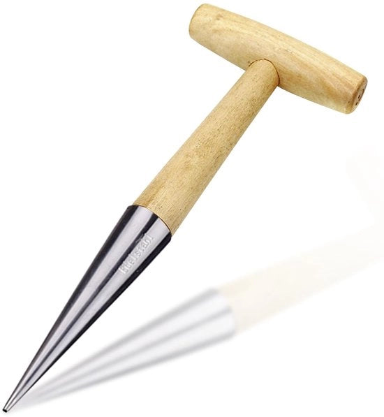 Tuingereedschap in Acciaio Inox - Unico Pezzo - Manicotto in Legno - Dimensioni 11 x 28,5 cm