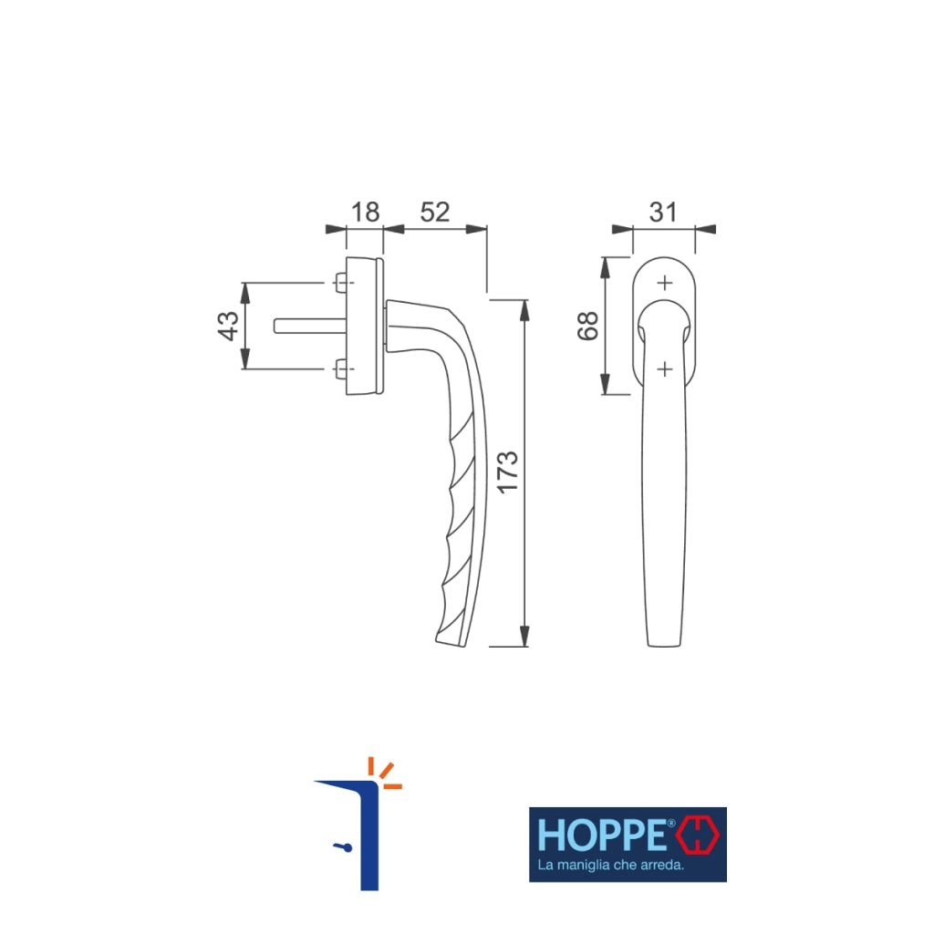 10761073 MARTELLINA DK PER SCORREVOLE PARALLELO SECUSTIK IN ALLUMINIO ROSETTA ROTONDA COLORE BIANCO RAL 9016. HOPPE