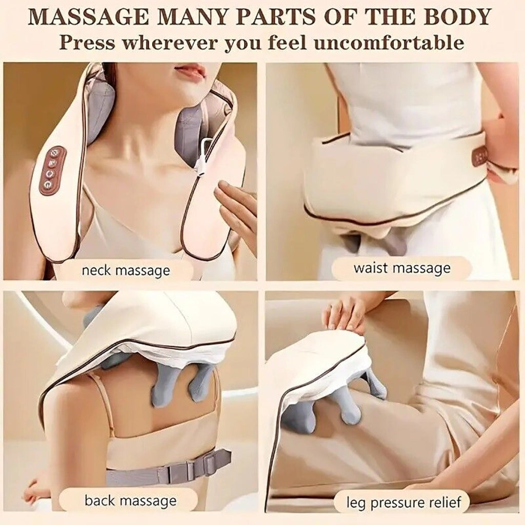 MASSAGGIATORE SHIATSU CERVICALE COLLO GAMBE GLUTEI SCHIENA RICARICABILE FZ-666