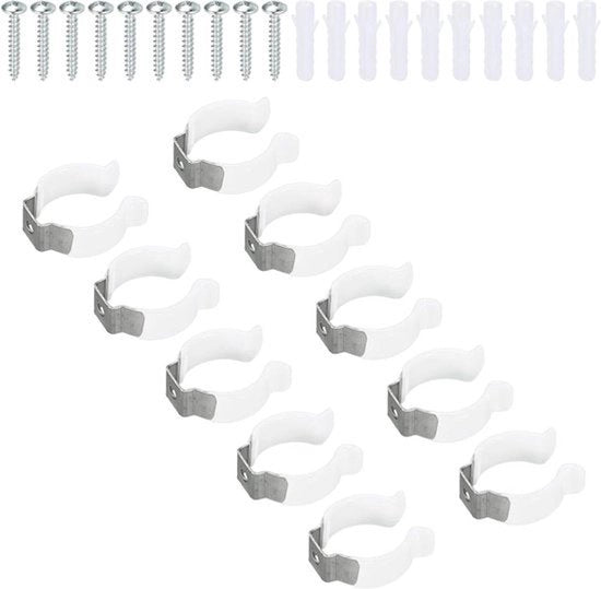 LED Lampo a Sostegno - Supporto di Montaggio - Acciaio Inossidabile - Lampadina Fluorescente - Viti Clip - Clip per Strumenti - Bianco - Pacchetto da 10 - Supporto - Clip U Supporto - Sostegno - Supporto a Molla.