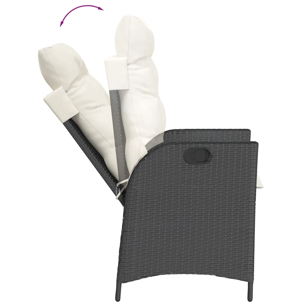 Set da Pranzo da Giardino 7 pz Nero con Cuscini in Polyrattan 3213090