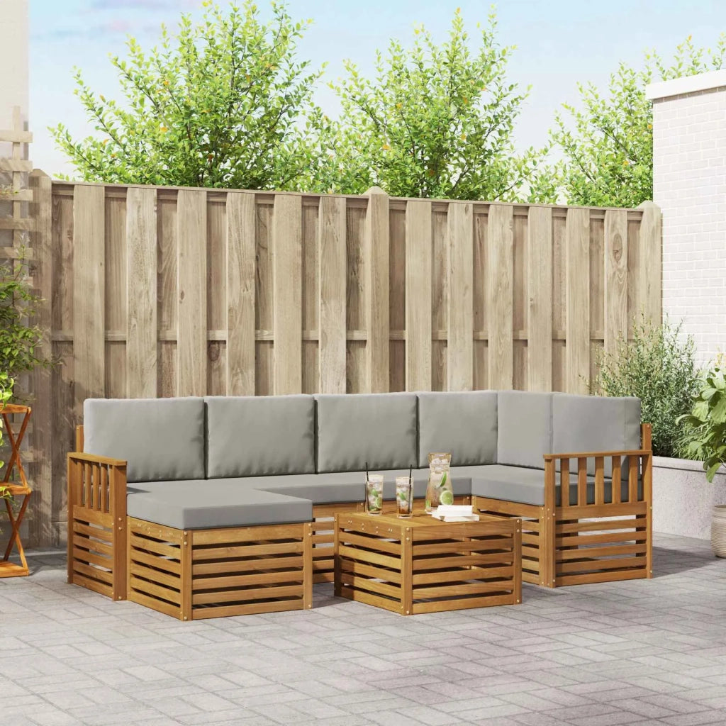 Set divano sezionale con cuscino 7 pcs Grigio Naturale e Chiaro 3375121