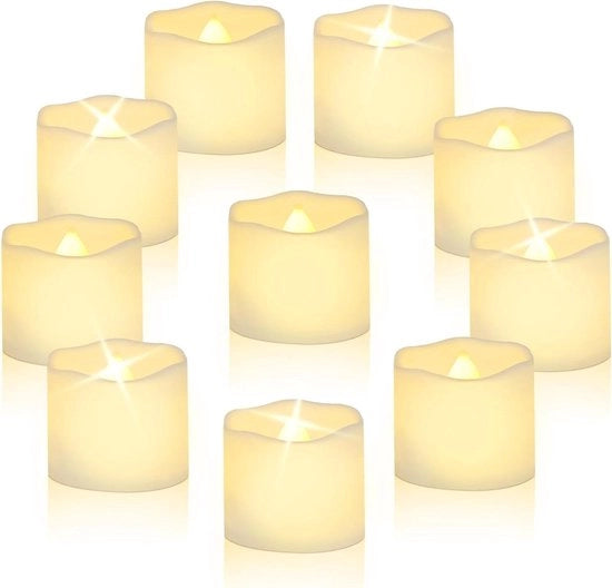 24 pezzi di candele LED a batterie realistici, luminose e fiammeggianti, colore caldo bianco, apertura a golf, look classico