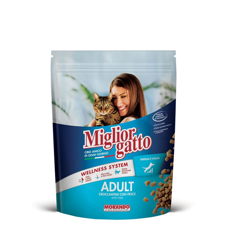 SET 12 CONFEZIONI MIGLIOR GATTO CROCCANTINI GATTO 400 GR ADULT PESCE