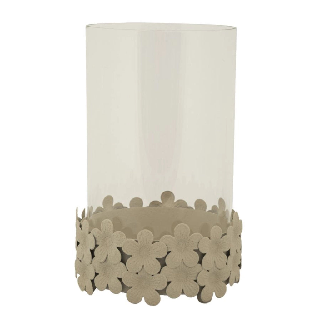 Portacandela VKH744, Beige, Metallo, 14x14x21 cm