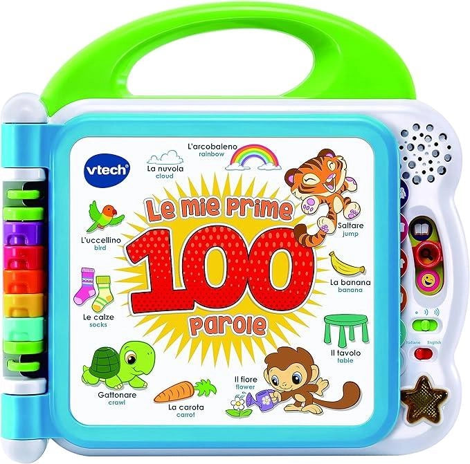 VTech Il Mio Primo Libro Illustrato - Le Mie Prime 100 Parole, Libro Bilingue per Bambini, Libro Sensoriale in Italiano