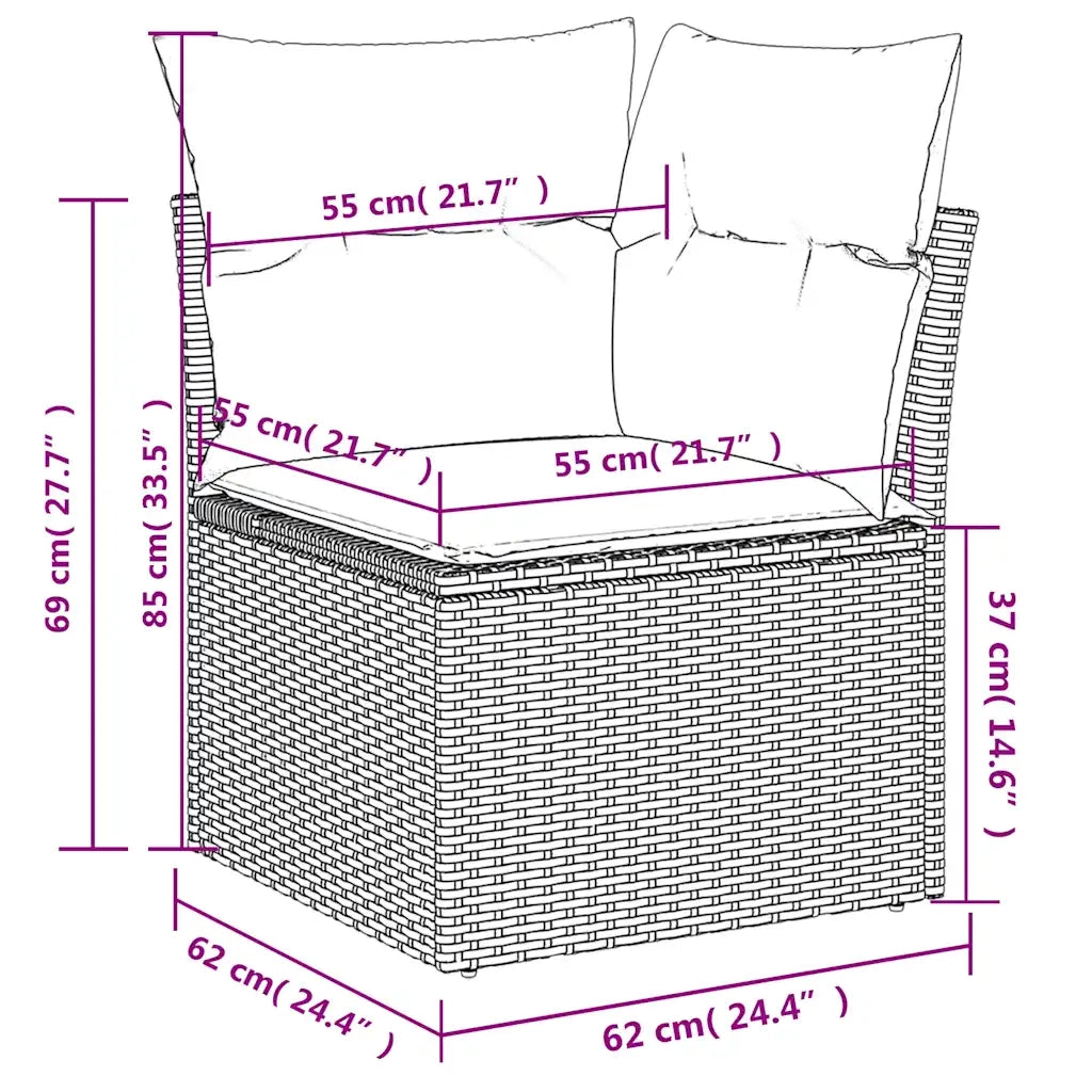 Set Divani da Giardino 9pz con Cuscini Marrone in Polyrattan 3218063