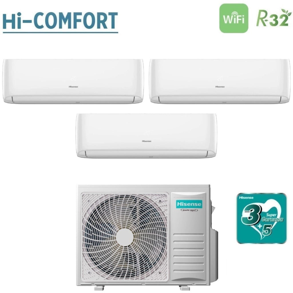 Condizionatore Trial Split Hisense Hi-Comfort 9+9+12 con 3AMW62U4RJC R-32 Wi-Fi Integrato