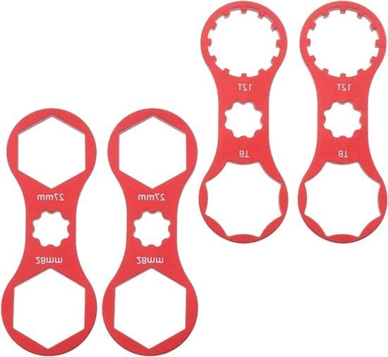 Strumento di riparazione per forcella bicicletta da montagna - doppia forcella - rosso - XCR/XCM/XCT/RST - chiavi a vite - adatto per biciclette da corsa - 4 pezzi.