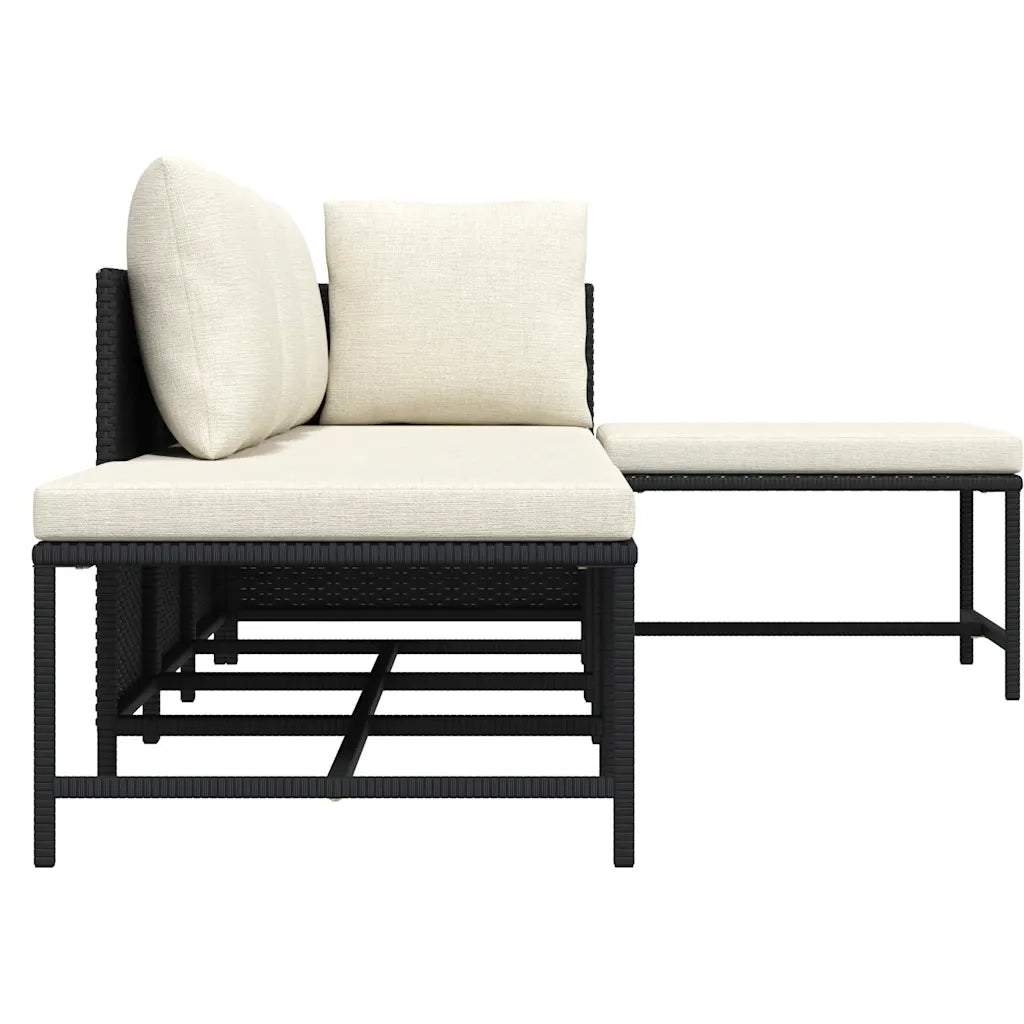 Set Divani da Giardino 5 pz con Cuscini in Polyrattan Nero 313517
