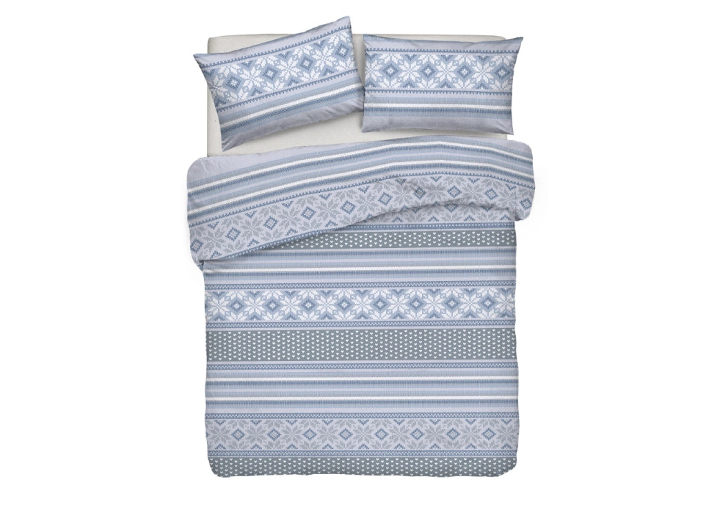 Copripiumino Sacco Piumone Pensieri Delicati Cotone Dis. Norvegia - Matrimoniale - Blu